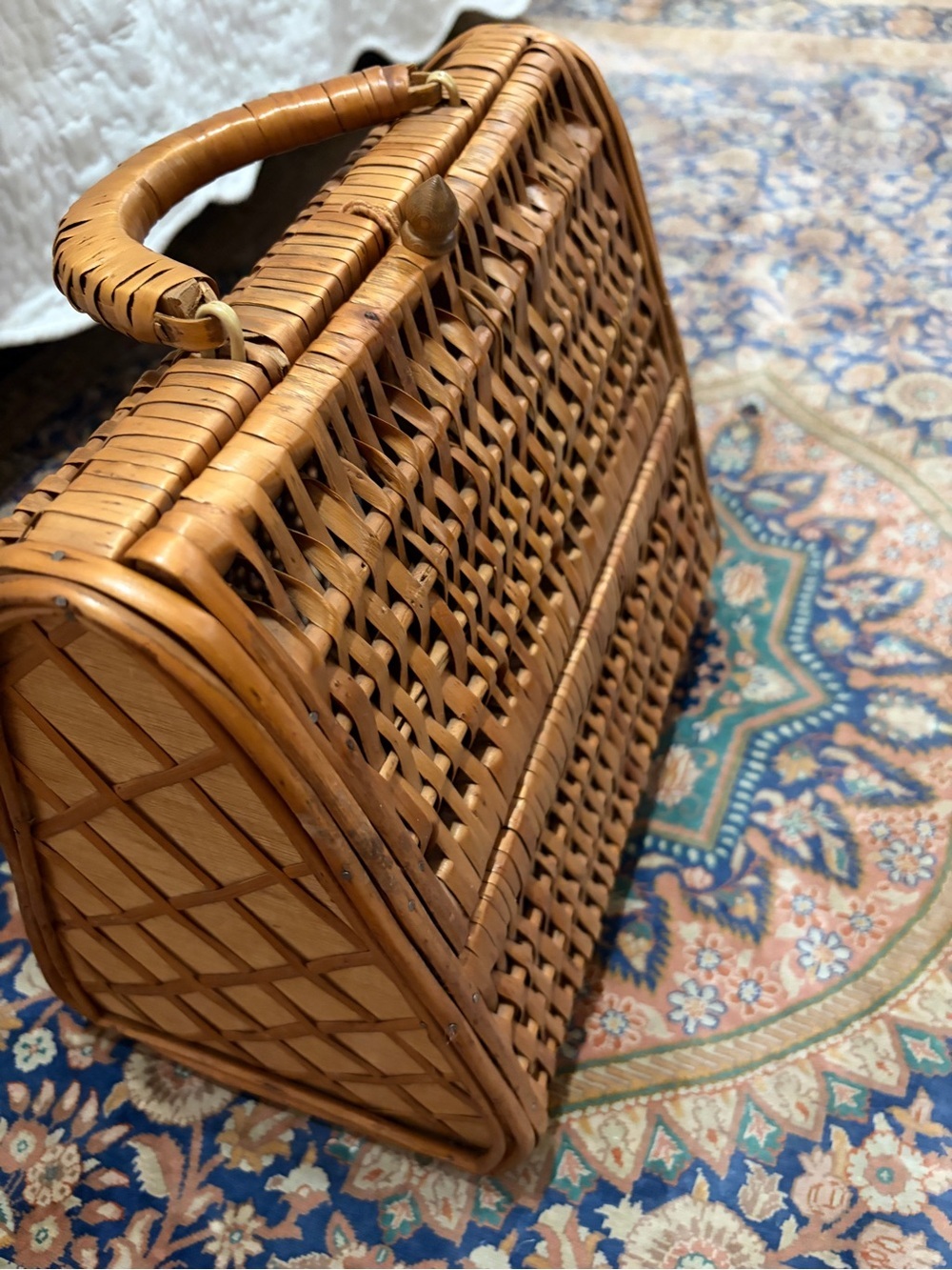 Great condition Vintage Woven Rattan Handbag in Light Brown. 50’s/60’s. So cool - Picture 2 of 11